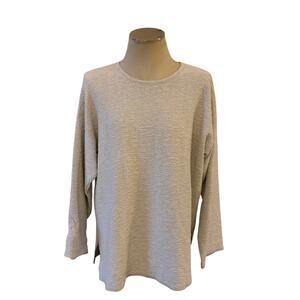Eileen Fisher White Textured Tunic Top Sz XL Tencel Capsule Wardrobe Minimalist